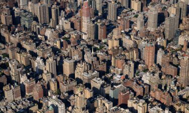 Manhattan real estate prices were near record highs last year. This aerial general view shows apartment buildings of the upper east side of Manhattan