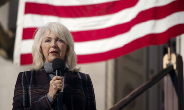 Mesa County clerk Tina Peters speaks during a truth and justice rally Wednesday