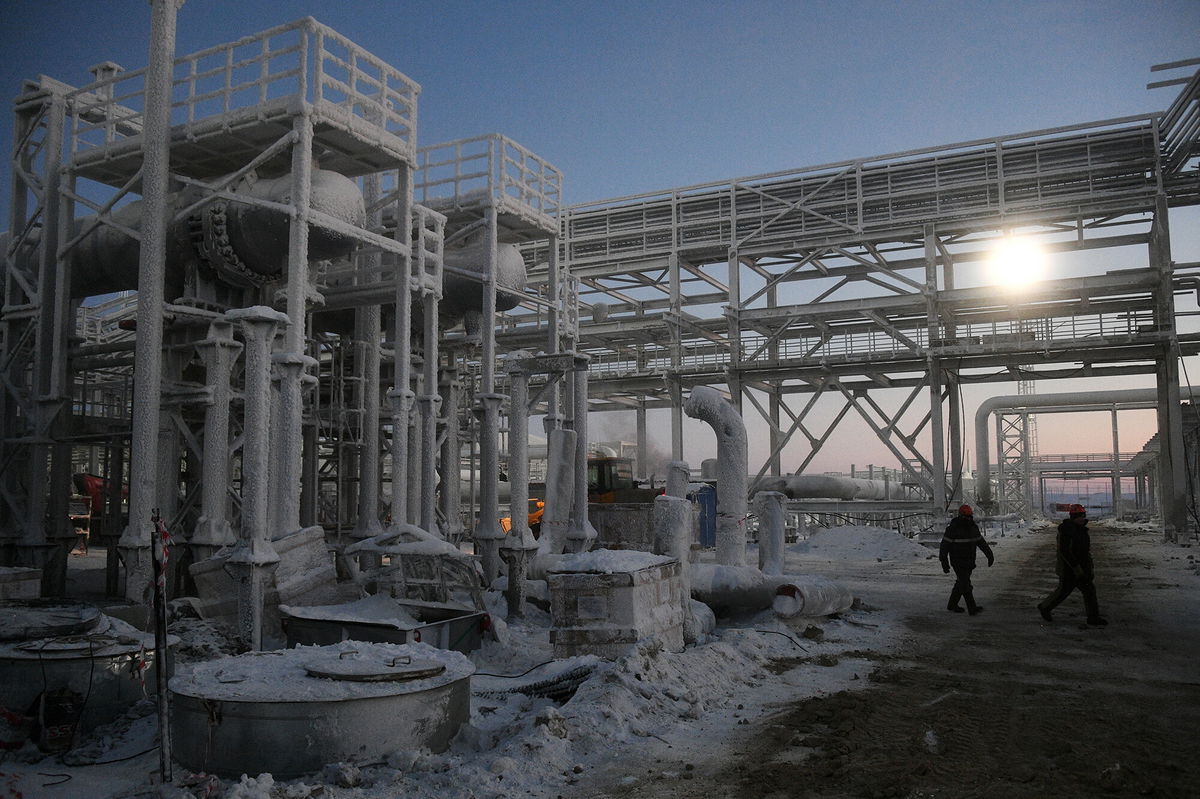 <i>Maksim Blinov/Sputnik/AP</i><br/>A view shows the Salmanovskoye (Utrenneye) oil and gas condensate field (OGCF) which will provide resources for the Arctic LNG 2 project owned by Russian gas producer Novatek on the Gydan Peninsula in the Yamalo-Nenets Autonomous Area