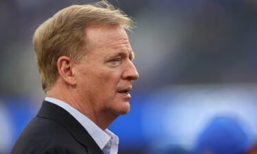 NFL commissioner Roger Goodell watches action prior to a  game between the Los Angeles Rams and the Chicago Bears at SoFi Stadium on September 12