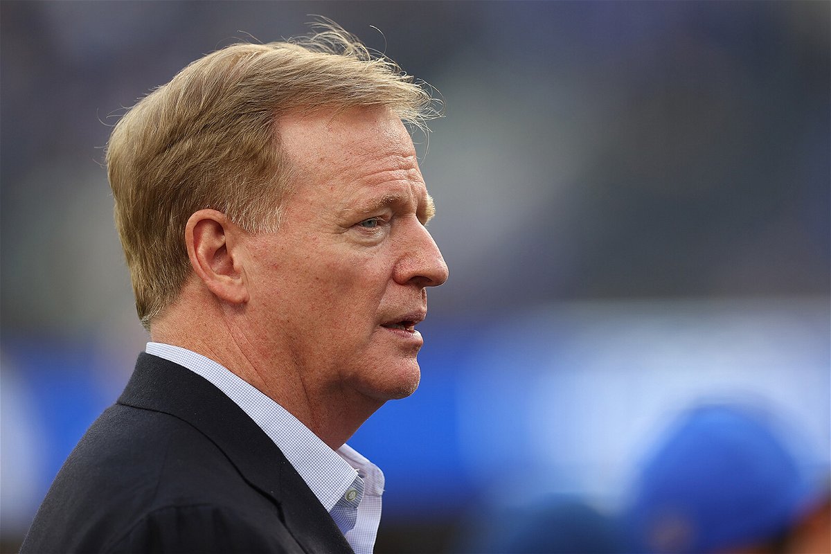<i>Ronald Martinez/Getty Images</i><br/>NFL commissioner Roger Goodell watches action prior to a  game between the Los Angeles Rams and the Chicago Bears at SoFi Stadium on September 12