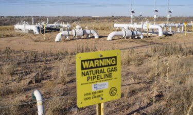 Democrats call for the Biden administration to limit US natural gas exports. Pictured is a natural gas pipeline near Midland
