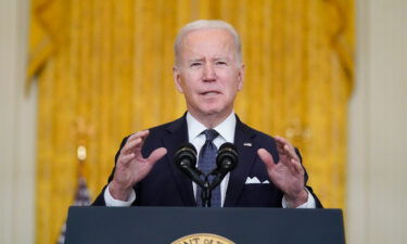 President Joe Biden speaks about Ukraine in the East Room of the White House