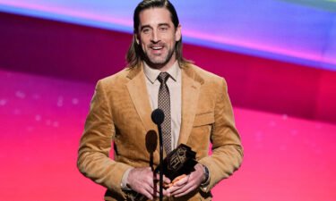 Aaron Rodgers of the Green Bay Packers receives the AP Most Valuable Player of the Year Award at the NFL Honors show Thursday in Inglewood