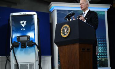 President Joe Biden speaks about rebuilding manufacturing on February 8