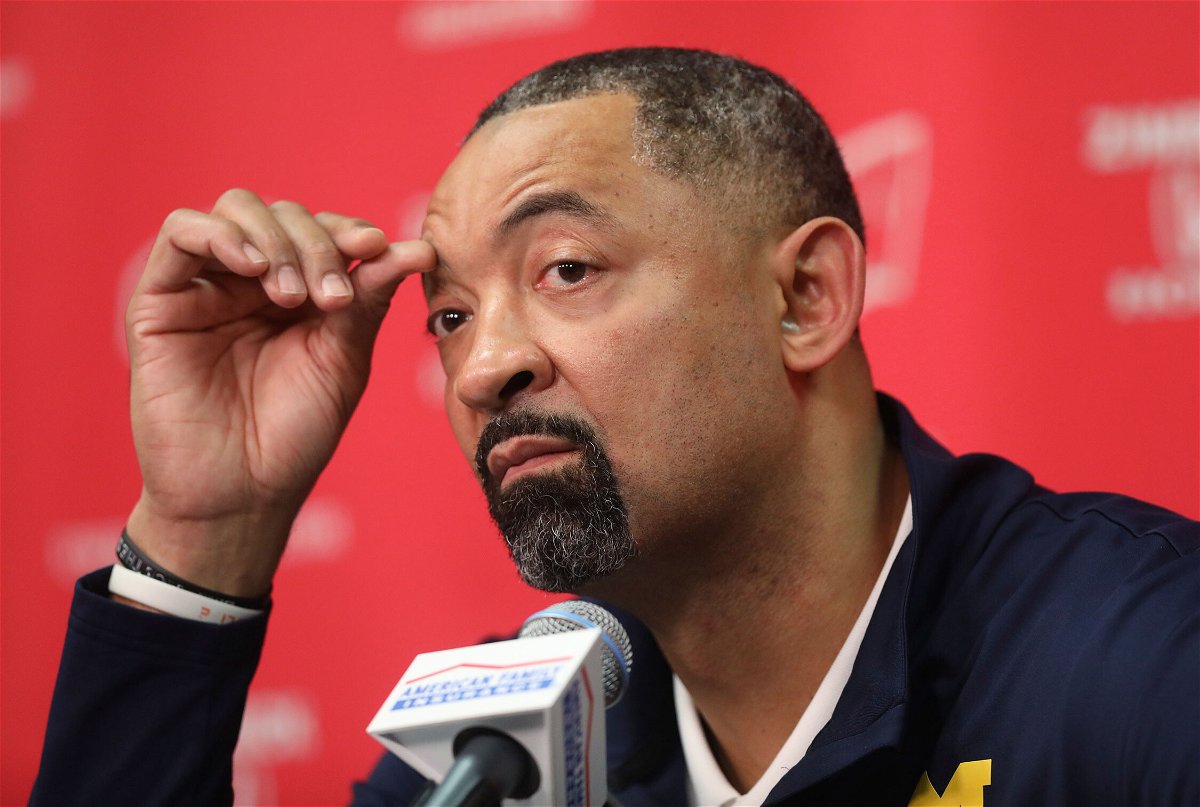 <i>Amber Arnold/AP</i><br/>Juwan Howard speaks to the media regarding a fight that broke out on the court after an NCAA college basketball game against Wisconsin.