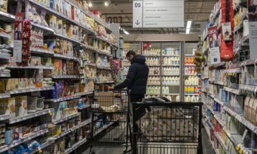 Many Americans feel gloomy about the state of the US economy despite low unemployment. Pictured is a Whole Foods supermarket in New York on Sunday