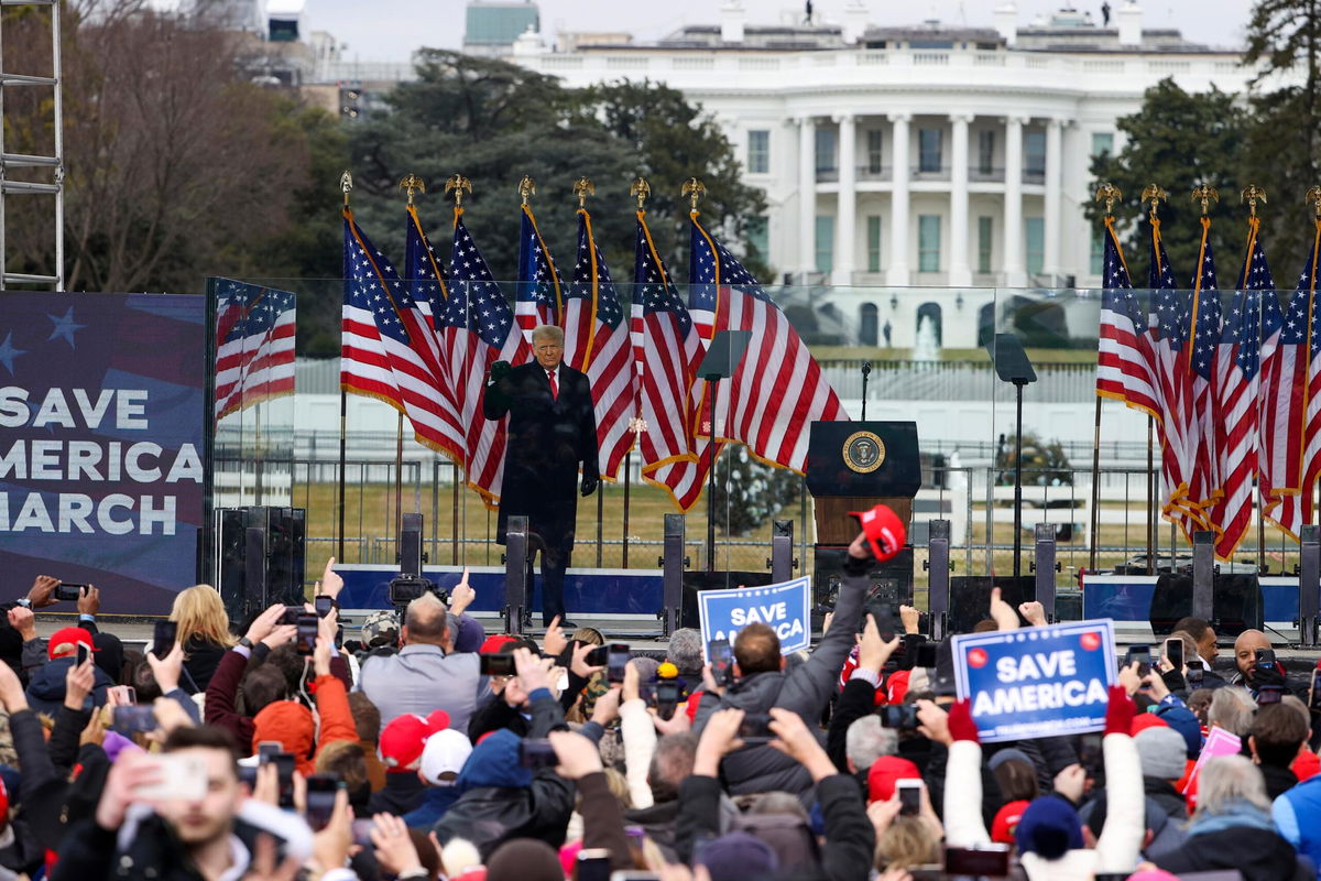 <i>Tasos Katopodis/Getty Images</i><br/>Then-President Donald Trump arrives at the 