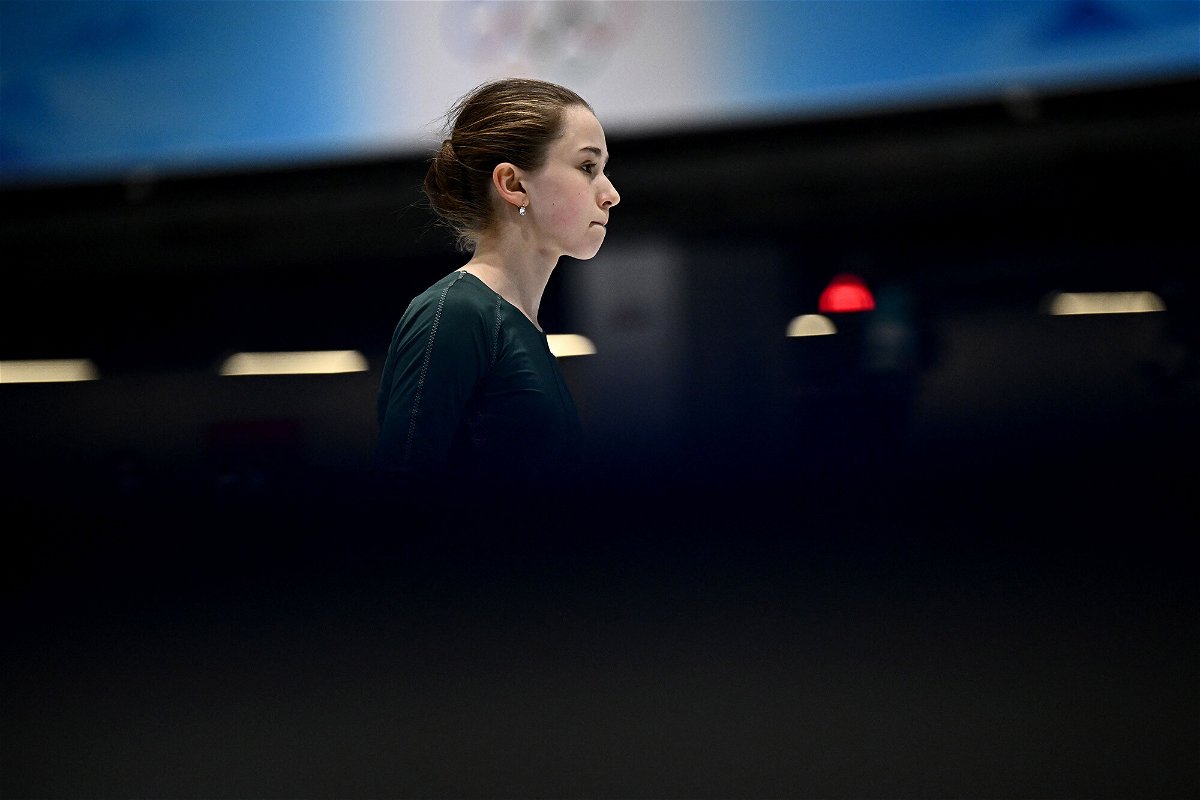 <i>Anne-Christine/AFP/Getty Images</i><br/>Russia's Kamila Valieva attends a training session on February 11