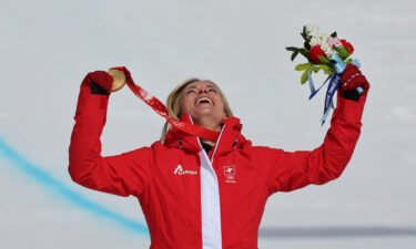 Lara Gut-Behrami wins the gold medal during the women's super-G.