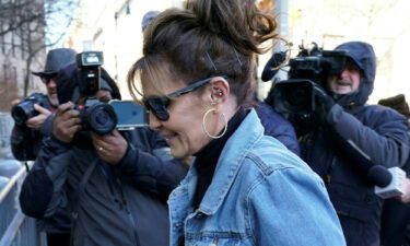 Former Alaska Governor Sarah Palin arrives at a federal court in Manhattan on February 15 in New York. Jurors have reached a verdict in Palin's defamation suit against the New York Times.