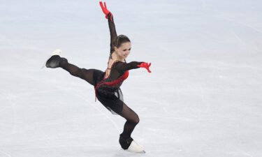 Valieva skates during the free skating team event of the Beijing 2022 Winter Olympic Games.