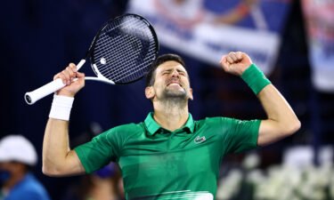 Djokovic celebrates victory against Musetti in Dubai