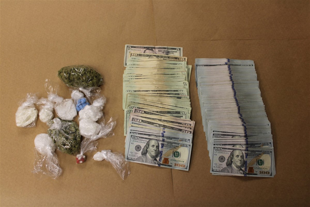 Drugs and money seized during an investigation.