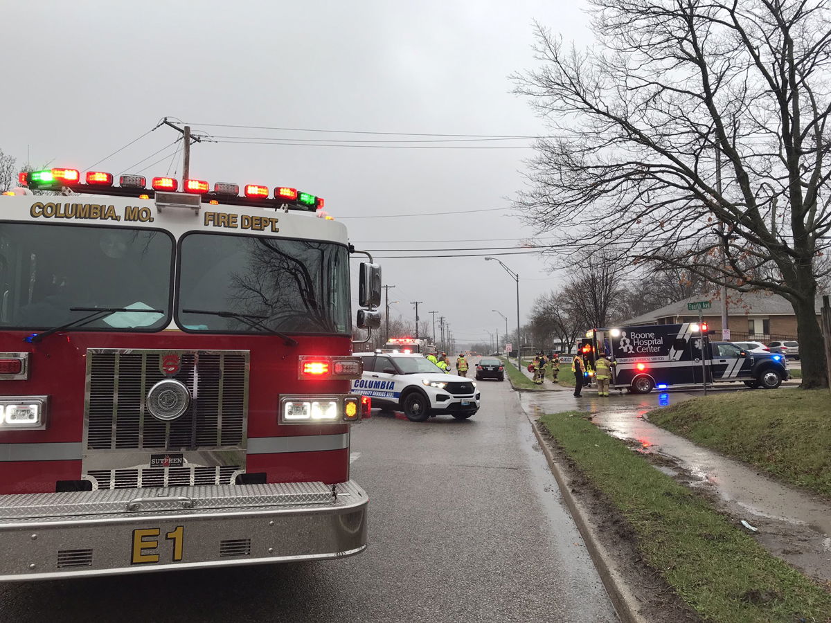 The Columbia Fire Department responded to a crash on Providence Road near Hickman High School on Thursday morning, March 24, 2022. Crews at the scene said two people were hurt.