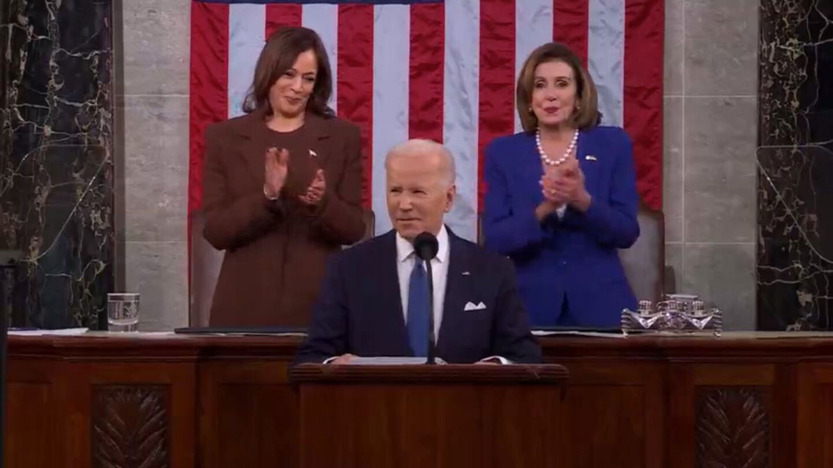 <i>CNN</i><br/>President Biden receives applause during the State of the Union speech on Tuesday.