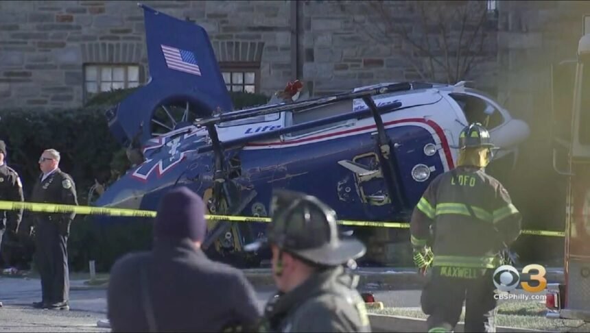 <i>KYW</i><br/>A medical chopper crashed on Jan. 11 in front of the Drexel Hill United Methodist Church. All four people aboard the helicopter survived.