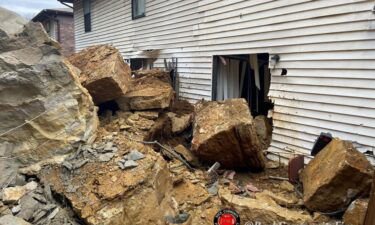 Rocks fell off a cliff near an apartment complex Sunday morning. No one was injured.