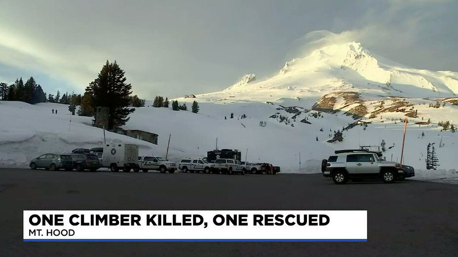 <i>KPTV</i><br/>One climber was injured and another died after falling on Mount Hood on Sunday.