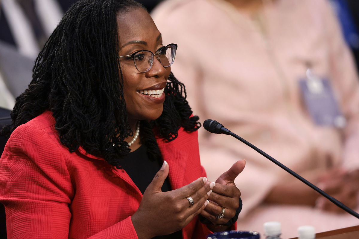 <i>Win McNamee/Getty Images</i><br/>U.S. Supreme Court nominee Judge Ketanji Brown Jackson testifies during her confirmation hearing before the Senate Judiciary Committee in the Hart Senate Office Building on Capitol Hill