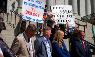 Lawmakers listen as parents speak about the prospect of their children competing against transgender girls in school sports at the Utah State Capitol on March 25. Transgender athletes have been banned from competing in school sports in the state.