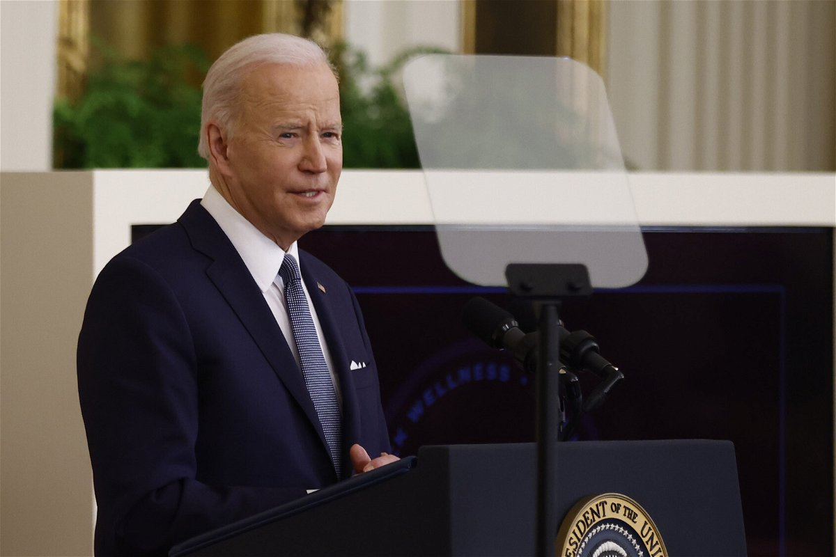 <i>Ting Shen/Bloomberg/Getty Images</i><br/>President Joe Biden speaks during a Black History Month celebration in the East Room of the White House on Monday