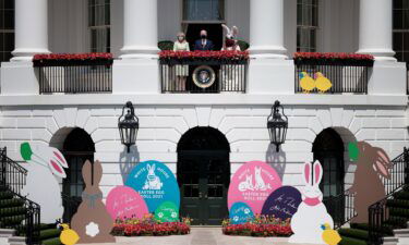 President Joe Biden and first lady Jill Biden appear with the Easter Bunny at the White House in 2021. The 2021 Easter Egg Roll was canceled due to the coronavirus pandemic.