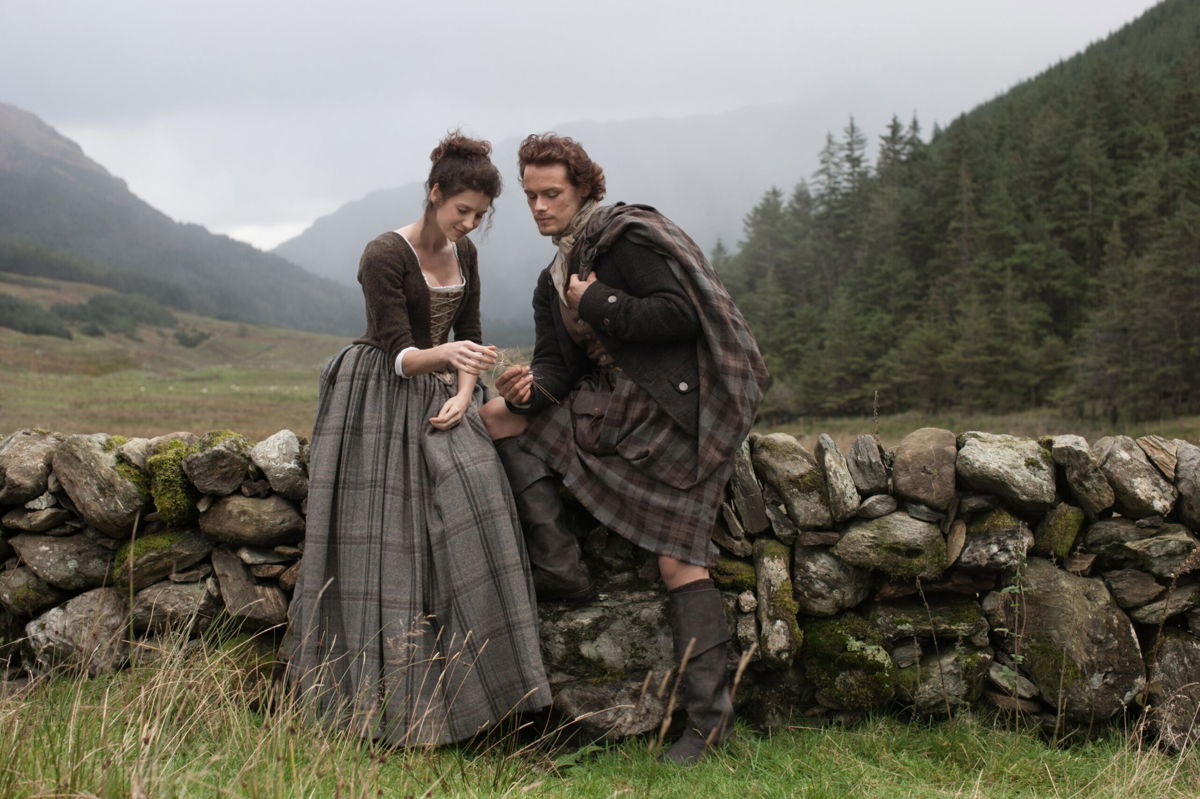 <i>Starz</i><br/>Claire Randall (Caitriona Balfe) and Jamie Fraser (Sam Heughan) on the Starz show 