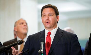 Florida Gov. Ron DeSantis responds to questions on March 14. DeSantis received and quickly vetoed new congressional boundaries approved by the Republican-controlled legislature on March 29.
