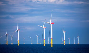 Wind turbines are seen here in the Baltic Sea between the Danish islands of Rügen and Bornholm in August 2020. The world generated a record 10% of its electricity from wind and solar in 2021.