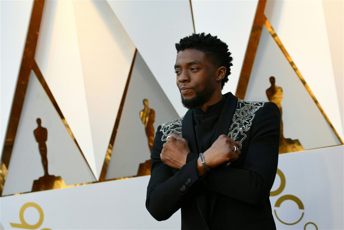 <i>VALERIE MACON/AFP/Getty Images</i><br/>Actor Chadwick Boseman's 2018 Oscar ensemble is among a selection of men's looks featured in Zuckerman's book.