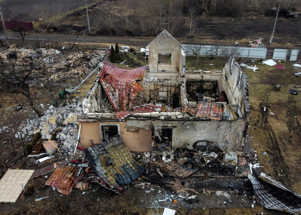 <i>Ronaldo Schemidt/AFP/Getty Images</i><br/>This aerial view taken near Kyiv on March 30