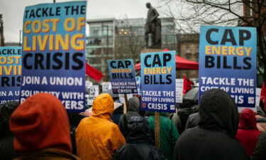 People march through Manchester on February 12