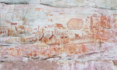 Extinct animals are immortalized in an 8-mile-long (13-kilometer-long) frieze of rock paintings at Serranía de la Lindosa in the Colombian Amazon rainforest -- art created by some of the earliest humans to live in the region