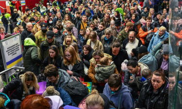 People who fled the war in Ukraine board a humanitarian train in Krakow