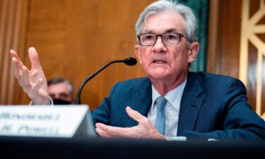 Federal Reserve Chairman Jerome Powell testifies during a Senate Banking Committee hearing