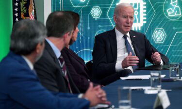 The White House is bracing for a new inflation report coming out Thursday that it expects will show continued high prices for Americans. President Joe Biden is shown here meeting with business leaders to discuss the Bipartisan Innovation Act