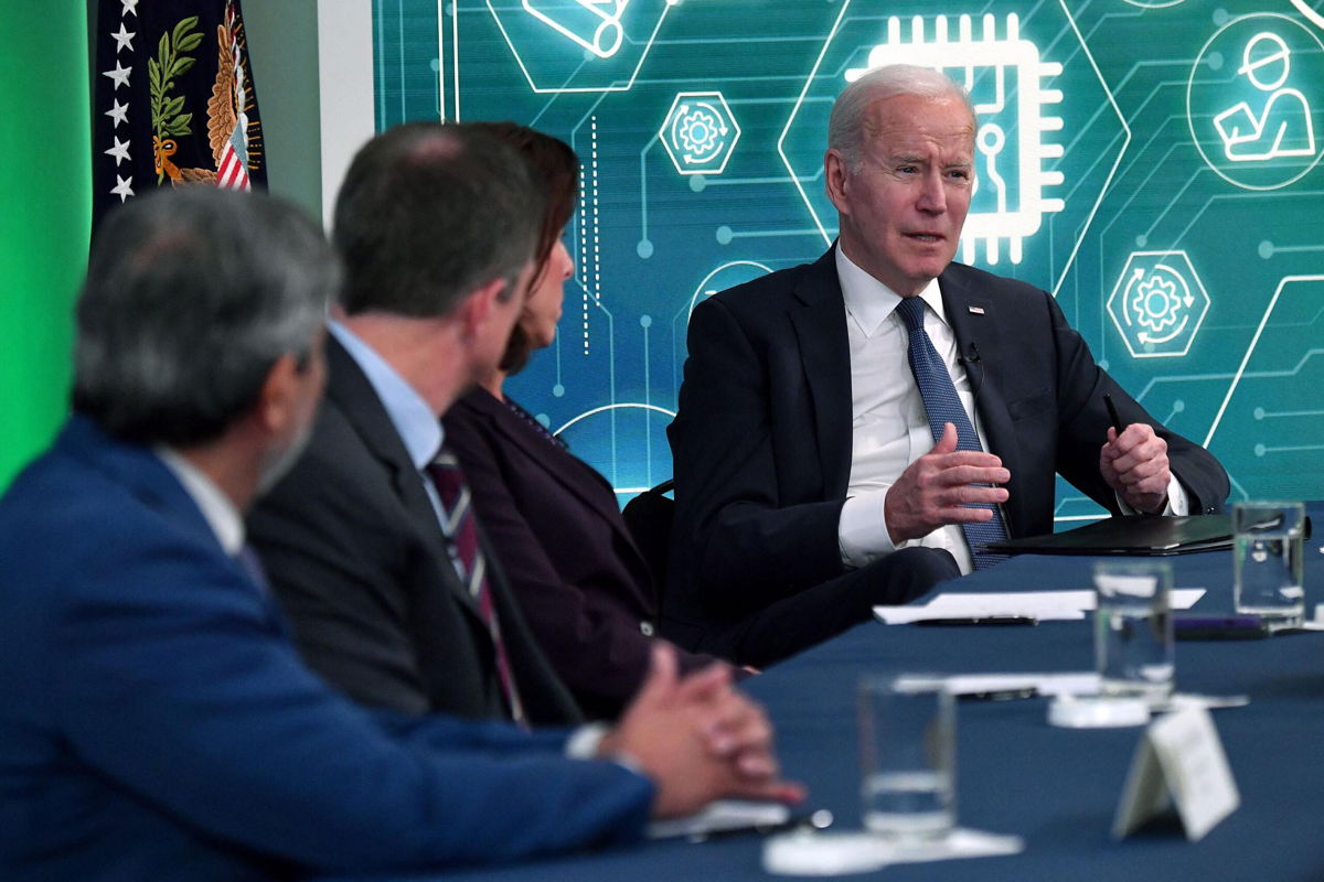 <i>NICHOLAS KAMM/AFP/Getty Images</i><br/>The White House is bracing for a new inflation report coming out Thursday that it expects will show continued high prices for Americans. President Joe Biden is shown here meeting with business leaders to discuss the Bipartisan Innovation Act