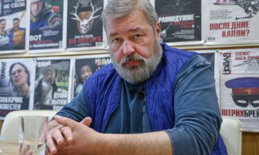 Novaya Gazeta editor-in-chief Dmitry Muratov gives an interview to TASS Russian News Agency in his office.