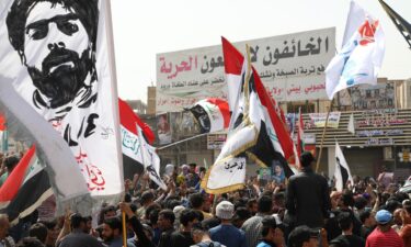 Iraqis protest over the rising prices of basic food items in Nasiriyah on March 9. The impact of the war in Ukraine is being felt as far away as the Middle East.