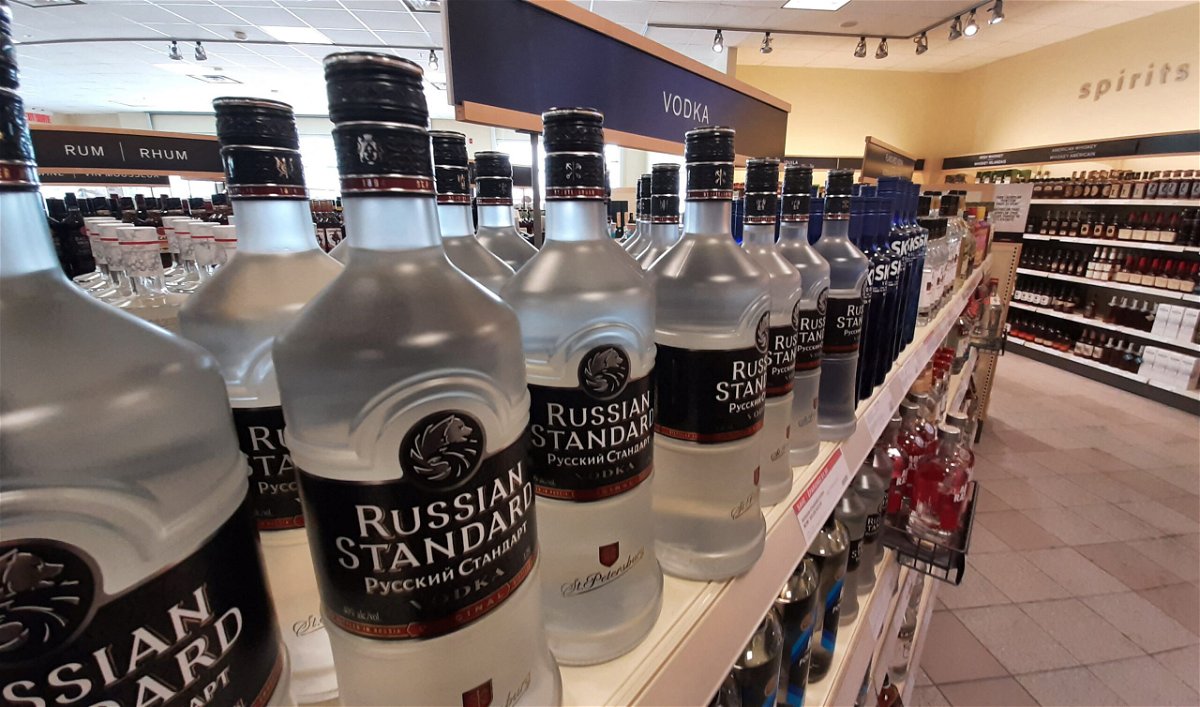 <i>Patrick Doyle/Reuters</i><br/>Liquor stores and supermarkets ditch Russian vodka. Bottles of Russian Standard Vodka are seen here in a store in Ottawa