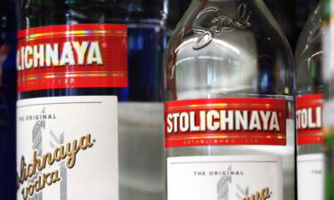 Bottles of Stolichnaya vodka seen displayed in 2020. The vodka