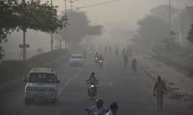 Heavy smog was seen in the areas surrounding the Ghazipur landfill on March 29.