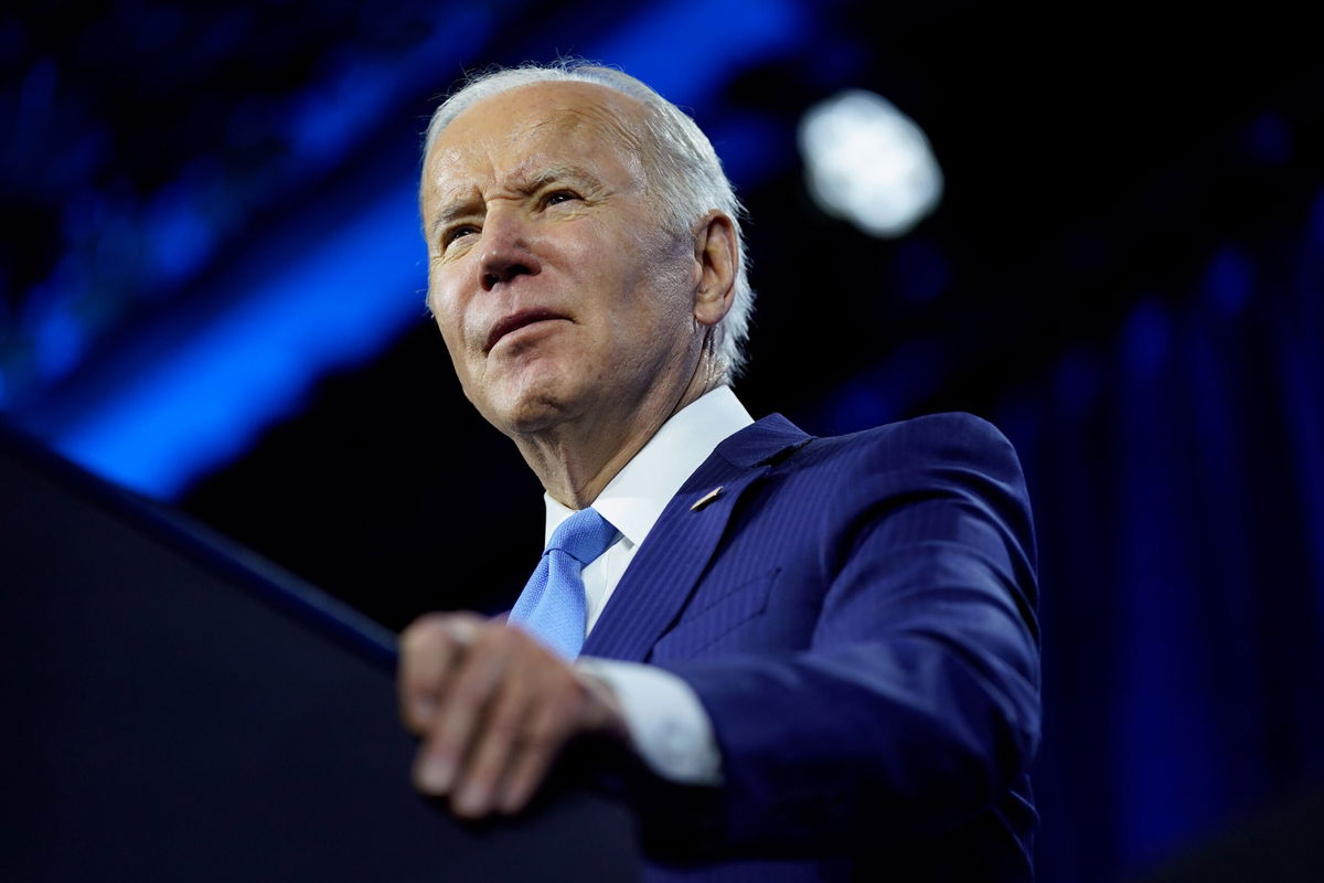 <i>Patrick Semansky/AP</i><br/>President Joe Biden speaks at the National League of Cities Congressional City Conference on March 14 in Washington.