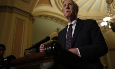 Sen. Angus King speaks with reporters following the weekly policy luncheons at the U.S. Capitol on June 26