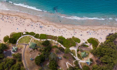 Aerial view of the Hapuna Beach located on the Big Island in Hawaii