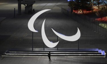 View of Paralympic symbols in the Olympic Park on March 1