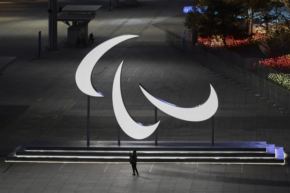 <i>Zhe Ji/Getty Images AsiaPac/Getty Images</i><br/>View of Paralympic symbols in the Olympic Park on March 1