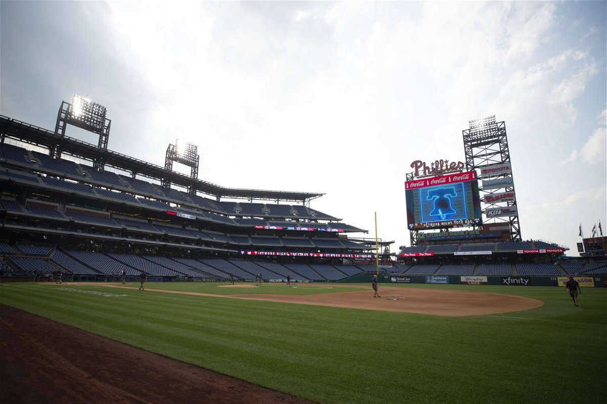 <i>Mitchell Leff/Getty Images</i><br/>A general view of an empty Citizens Bank Park in Philadelphia