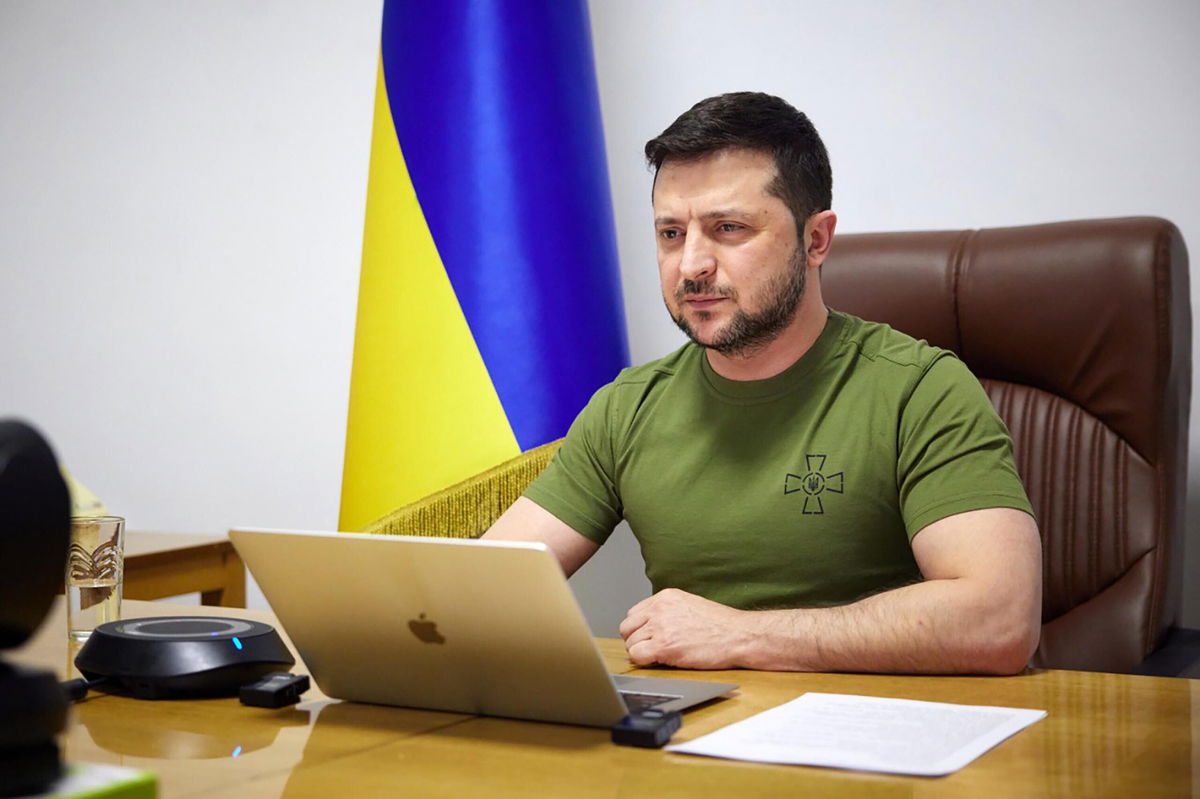 <i>Ukrinform/Future Publishing/Getty Images</i><br/>Ukrainian President Volodymyr Zelensky addresses the US Congress from Kyiv